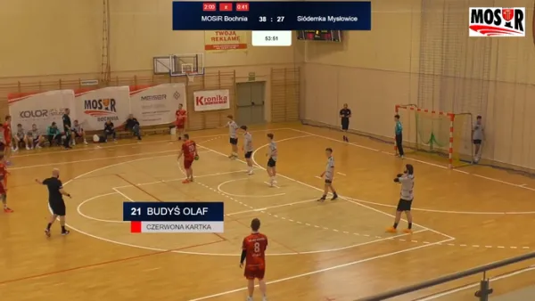 Desktopowa aplikacja tablicy wyników MOSiR Bochnia - overlay z wynikiem meczu i przyciskami sterowania.