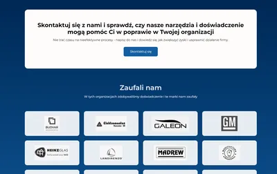 Strona Lean Creative - CTA z przyciskiem skontaktuj się oraz zaufali nam