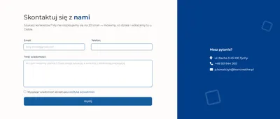 Strona kontakt Lean Creative - formularz kontaktowy