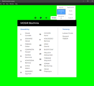 Tablica wyników MOSiR Bochnia - pokazanie działania sekcji akcji dając czerwoną kartkę.