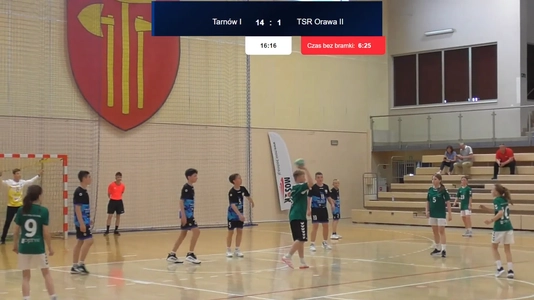 Desktopowa aplikacja tablicy wyników MOSiR Bochnia - overlay z wynikiem meczu i przyciskami sterowania.