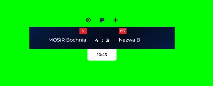 Tablica wyników MOSiR Bochnia - pokazanie głównego okna aplikacji z wynikami oraz karami 2min.